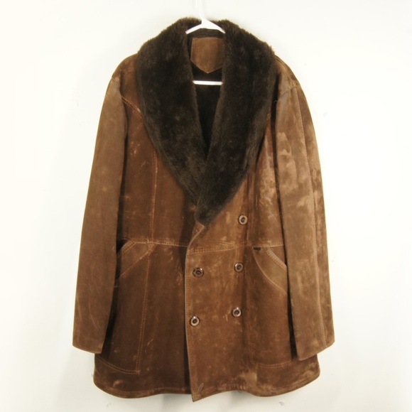 Vintage Brown Faux Fur Vegan Suede Sherpa Penny Land Jacket Coat - Picture 1 of 5